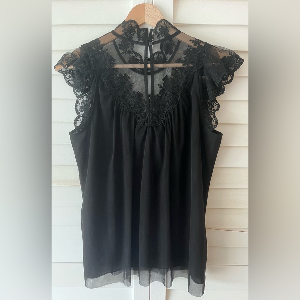 NWT All Saints Azura Black Lace Top Size 6 - Picture 4 of 12